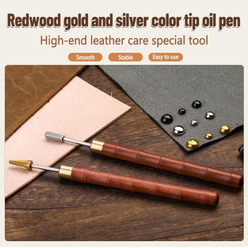 Jmuiiu 2 Pcs Leather Edge Dye Pen, Leather Edge Printing Tool for Craft | Red Brown Colors Edge Roller Pen Applicator, Edge Coating