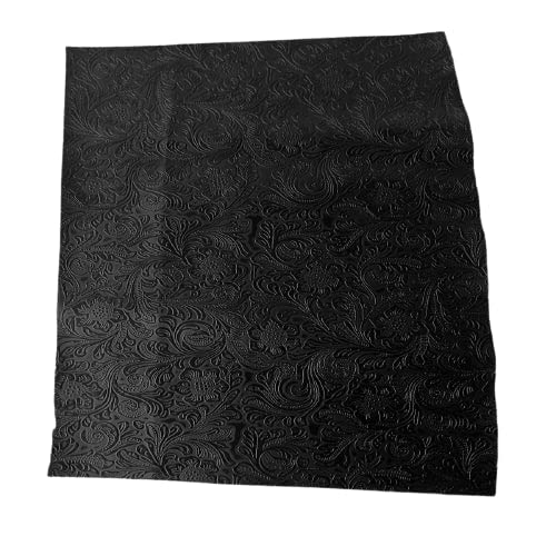 Western Floral PU Faux Leather Vinyl Fabric - Sold By The Yard - 56" (Black) - color: Black