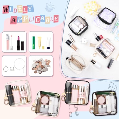 4.9" Clear Small Makeup Bag for Purse, TPU Cute Mini Cosmetic Bag, Portable Small 2 Transparent Travel Toiletry Pouches for Women, Birthday/Wedding/Christmas (Black) - color: Clear-Double-sided Black
