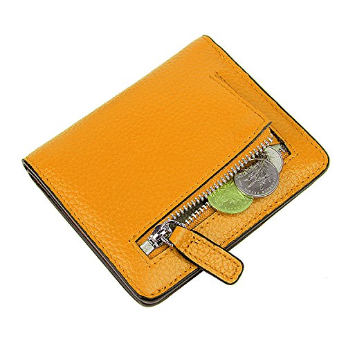 Small Leather Wallet for Women, Ladies Credit Card Holder RFID Blocking Women's Mini Bifold Pocket Purse - color: Yellow Rfid Blocking