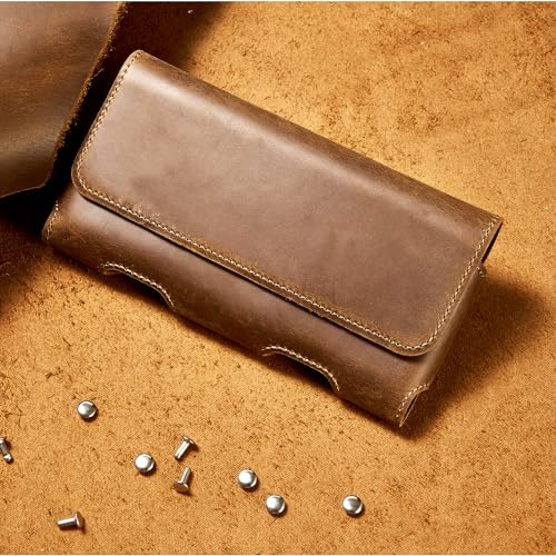 Gcepls Leather Phone Holster for iPhone SE, 8, 7, 6s - Premium Cowhide Leather Belt Holder Pouch with Magnetic Closure (Fits Otterbox Commuter Case) - color: Brown, size: Small (5.6x2.95x0.6”)