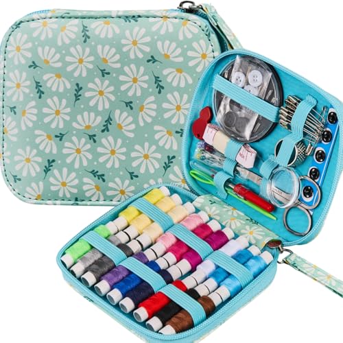 Bobode Printing Sewing Kit Travel Basic Sewing Kit for Adults, | Chrysanthemum Pattern Small Sewing Set 87 PCS Professional Sewing Supplies Accessory for Emergency,Beginners - color: Chrysanthemum