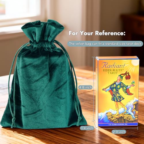 HRX Package 4 Pack Soft Velvet Gift Bags 5.1x7.8 in for Tarot Cards (Green) - color: Deep Teal Green