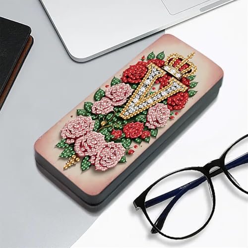 DIZAKIM 1pcs 5d Diamond Art Kits for Adults Small Diamond Painting Kit Gem Art Paint by Diamonds Dots Eyeglasses Case DIY for Beginner Women (#1) - color: #1