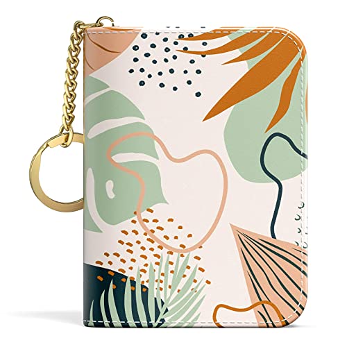 Credit Card Holder for Women, Small RFID Wallet Slim Leather Card Case - color: B-Leaf, size: Keychain