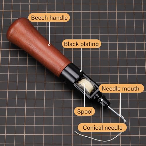 WUTA Repair Stitch Kit Leathercraft Stitch Awl Tool with 25 Colors 0.45mm Wax Thread, for Leather, Belt, Canvas, Fabric, Bag Repair Professional Stitcher Leather Craft Tool - style: Set B (Stitch Awl Kit+25 Colors 0.45mm Wax Thread)