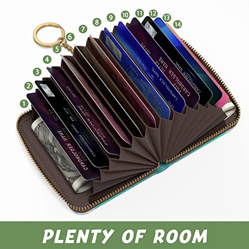 Credit Card Holder for Women, Small RFID Wallet Slim Leather Card Case - color: Beach, size: Keychain