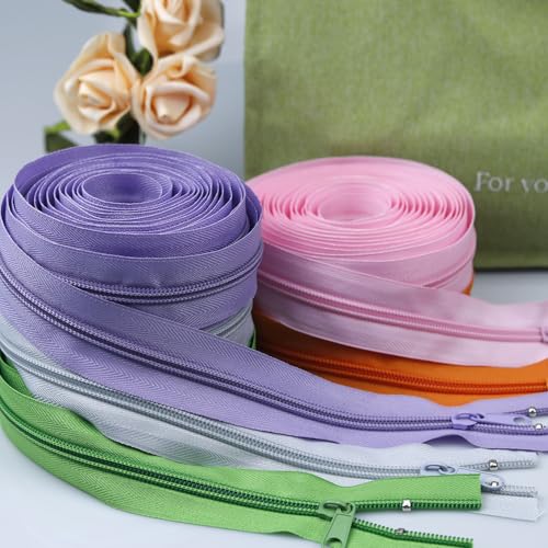 #3 Nylon Zipper Tape for Sewing: YZSFIRM 10 Yards Orange by The Yard Nylon Coil Zippers for DIY Sewing Craft with 10 Bulk Metal Zipper Slider and 10 Double Slider - color: 158 Orange, size: #3 Zipper