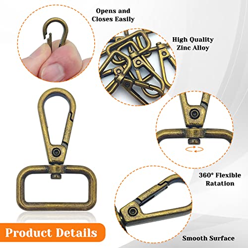 12pcs Swivel Clasps 1" D Ring Lobster Clasp Claw Metal Swivel Snap Hook for Push Gate Snap Hooks Trigger Clips Keychain Lanyard,Jewelry,DIY Crafts Supplies(Antique Bronze, 1inch Inside Diameter) - color: 12pcs,1”