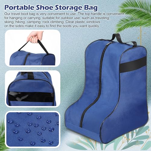 1 Pc Boot Bags for Cowboy Boots Portable Storage Bag for Travel Long Tube Shoes Bags Men Tall Shoe with Handle for Home (Dark Blue) - color: Dark Blue