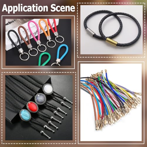 20.78 Yard Braided Leather Cord 3MM Black Round Woven PU Leather Folded Bolo Tie String Lace Cording Rope Braiding Strip Threadfor Jewelry Making Crafts Necklace Bracelets Beading - color: Black