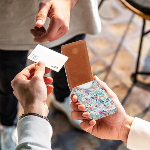 Business Card Holder, PU Leather Printing Business Card Case Pocket with Magnetic Shut, Portable Business Card Carrier Holder for Women or Men (Flower-Blue) - color: Flower-Blue