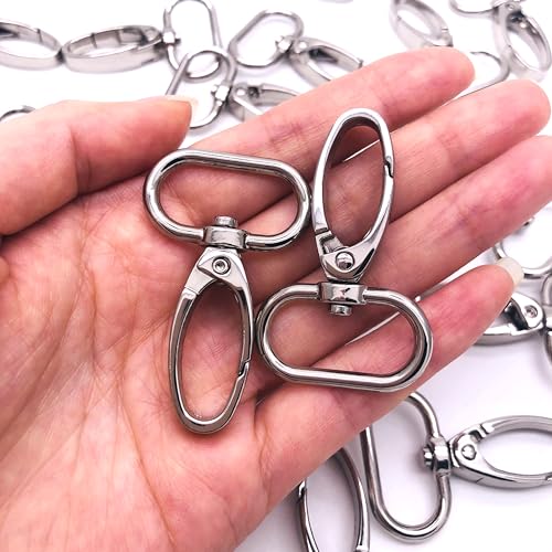 Swivel Lobster Clasp 1 inch Metal Swivel Snap Hooks for Purse Bag | 20pcs Silver Push Gate Clips Clasp for Handbag Backpack Crossbody bag Dog Collars Hardware Keychain Lanyard Strap Making - color: Silver, size: 1 inch