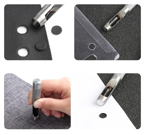 Leathe Punch Set Heavy Duty Round Hole Punch Set Leather Hole Tool,for Leather, Canvas (Silver, 9-pcs) - size: 9-pcs