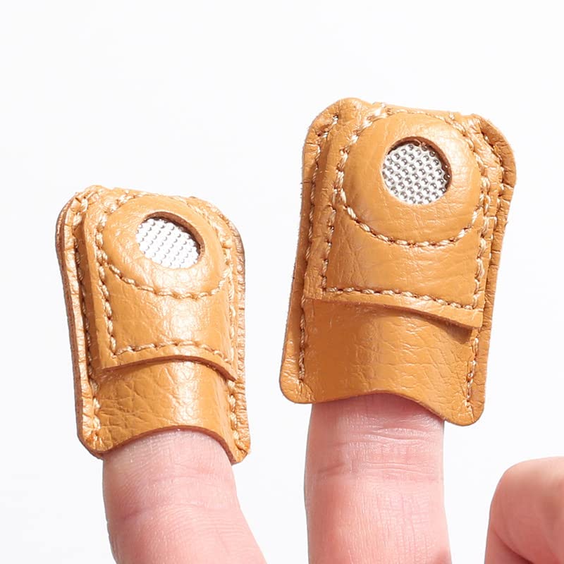 Leather Thimble Hand Sewing Thimble Finger Protector Coin Thimble Finger Pads for Knitting Sewing Quilting Pin Needles Craft Accessories DIY Sewing Tools - Large(1pcs)