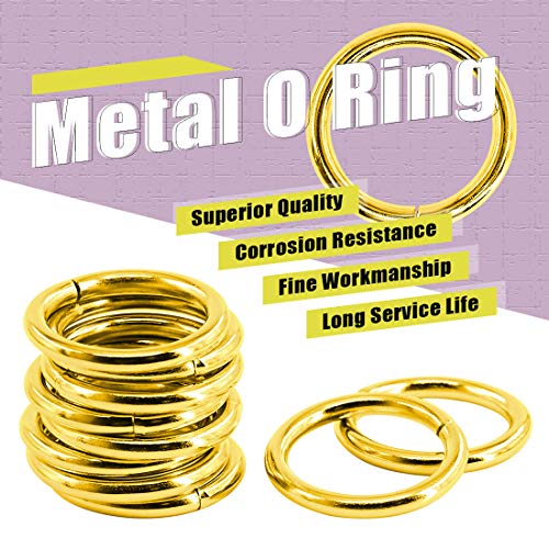Swpeet 60Pcs 1 Inch / 25mm Heavy Duty Multi-Purpose Metal O Ring Metal Rings for Hardware Bags Ring - color: Gold