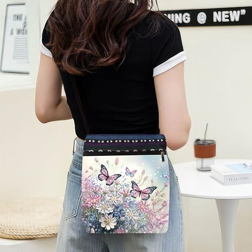 DDGYP Butterfly Purse Diamond Painting Crossbody Bag，1PC | Diamond Art Kits for Adults Women, PU Leather Art Bag, DIY Craft Kits for Adults, Ideal Gift for Handmade Lovers - color: Butterfly Flower 5
