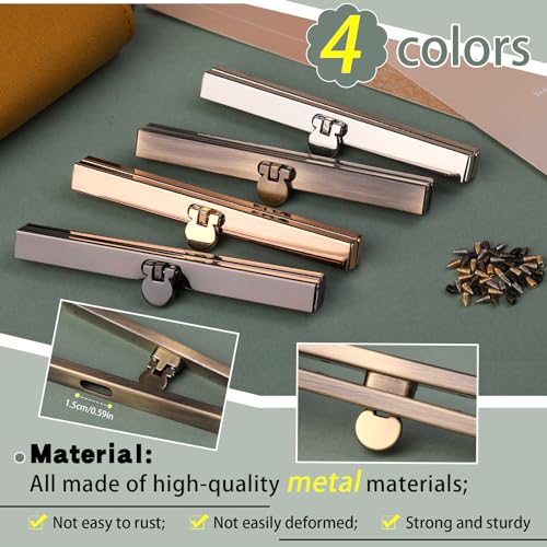 4Pcs Bag Clasps Purse, 4.52Inches Clasp Frame Metal Purse Frame Kiss Clasp Lock, Bag Supplies for Purse Making,Bag Making - color: 4 COLOR