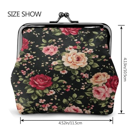 Kiss-lock Coin Purse for Women Change Purses Cute Small Coin Pouch Tiny Coin Wallet (Cute Floral) - color: Cute Floral