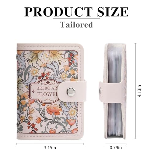 RNIEGA Card Holder for Women Small Womens Wallet Vegan Leather RFID Blocking Transparent Card Case with 22 Slots - color: White-Printed Flowers