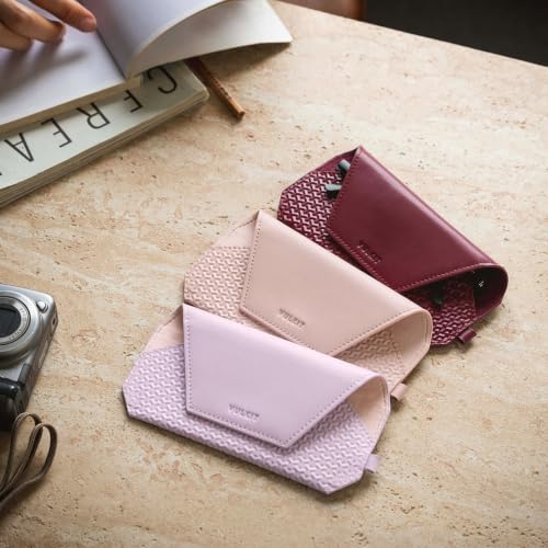 VULKIT Portable Leather Eye Glasses Case for Women & Men, Slim Sunglass Case, Unisex Eyeglass Case - color: Nude Apricot