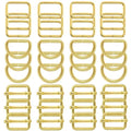 Metal Belt Buckle Hardware Set, 36 Pieces, 1-1/2 Inch, D-Rings and Slide Buckles, Rectangle Ring - color: Gold