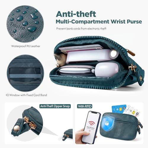 Tiostep Clip and Go Strap for Phone with Wallet Crossbody Phone Lanyard Adjustable and Anti-Theft Leather Purse with RFID Zipper Pouch for Travel Daily Life. Blue - color: Blue