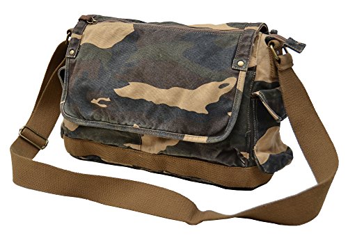 GOOTIUM Canvas Messenger Bag - Vintage Cross Body Shoulder Satchel - color: Camo