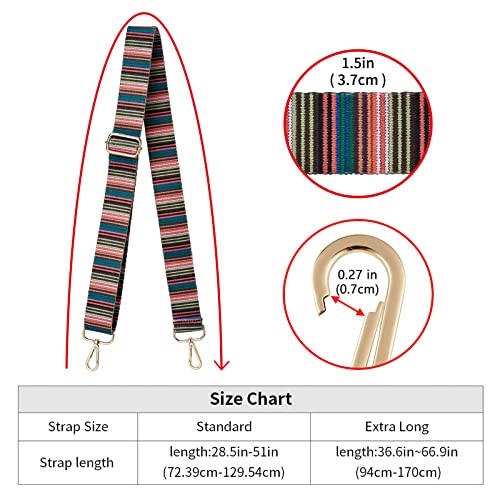 ZOOEASS Wide Shoulder Strap Adjustable Replacement Belt Crossbody Canvas Bag Handbag - color: Color Bar, size: EXTRA LONG:66.9"(170cm)Wide:1.4"(3.5cm)