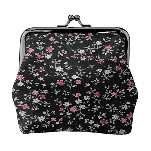 Kiss-lock Coin Purse for Women Change Purses Cute Small Coin Pouch Tiny Coin Wallet (Black Floral) - color: Black Floral