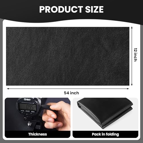 Marine Vinyl Fabric, Upholstery Faux Leather Fabric by The Yard, 0.95 mm Thick PU Leather Sheets for Sofa Chairs Handbags Hair Bows Earrings Crafts (1 Foot 12''X 54'', Black) - color: Black, size: 1 Foot
