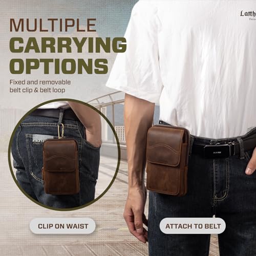 Small Genuine Leather Cell Phone Crossbody Purse Shoulder Bag for Women and Men, Leather Phone Holster with Belt Clip Belt Loop Travel Passport Pouch Messenger Bag Waist Bag (Coffee) - color: Coffee