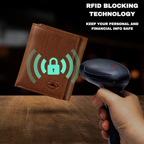 Stealth Mode Leather Trifold RFID Wallet For Men With Flip Out ID Holder - color: Brown Crunch