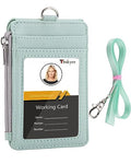 Teskyer ID Badge Holder with Lanyard, Lanyard Wallet, Lychee Mint Green - color: Lichee Light Green, size: 3.1" x 4.7"