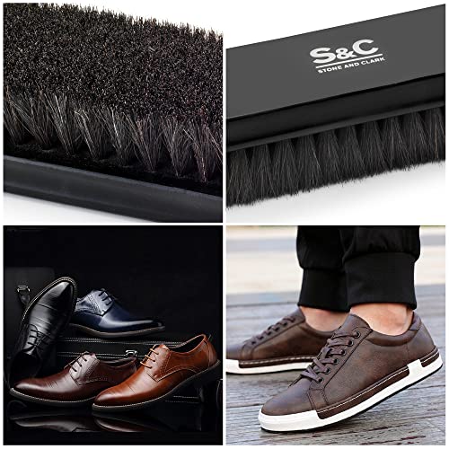 Premium Horsehair Shoe Polish Brush – Handcrafted Beechwood Shoe Brush for Shine and Buffing – Luxurious Shoe Shine Brush with Soft Horsehair Bristles (Black) - color: Premium Black
