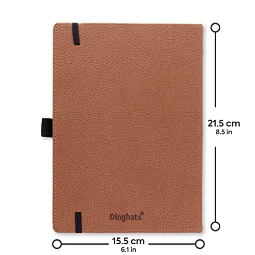 Dingbats* Wildlife Dotted Writing Journal Notebook A5 - Vegan Leather Hardcover - Ideal for Work, Travel - Pocket, Elastic Closure, & Bookmark - color: Brown Bear, style: Dotted
