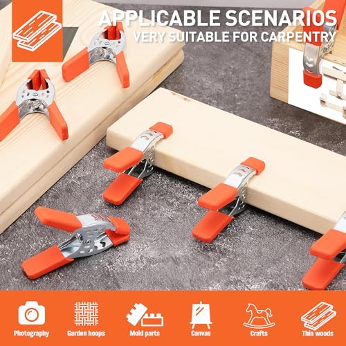 HORUSDY 4-Piece 8" inch Spring Clamp, Heavy Duty Spring Metal Spring Clamps, 3.4"-inch Jaw opening - color: Orange, size: 8 inch 4-Piece