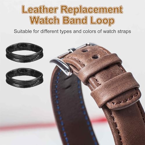 HARFINGTON Leather Watch Band Loops Replacement Watch Band Keeper Watch Strap Holder Retainer Wristwatch Strap Fastener Rings - color: Black, size: 22mm
