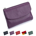 Nsciyise Premium Leather Wallet for Women, Purple | 8 Card Slots, Zipper Coin Pocket, Slim Portable, Mini Wallet - color: Purple