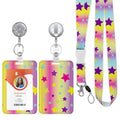 ID Badge Holder with Lanyard,Retractable ID Badge Card Holders Detachable Neck Lanyard Strap with Badge Reel and Vertical ID Holder for Nurse Students Teachers Office Staff(Colorful Stars) - color: Colorful Stars