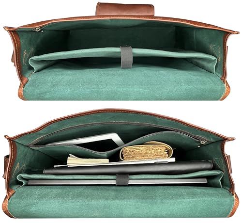Leather Messenger Bag for Men, 18" Laptop Briefcase, Vintage Satchel, Large - color: 18 Inches (Brown)