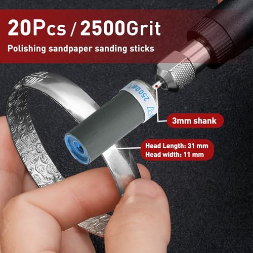 20 Pcs 2500 Grit Sanding Drums for Rotary Dremel Tool - style: 2500 Grit 20 Pcs