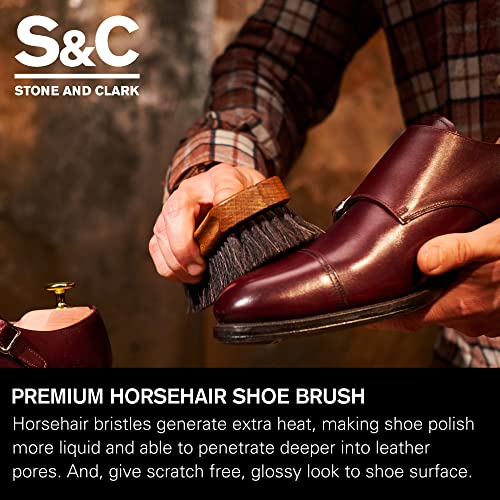 Premium Beige Horse Hair Brush - Horse Hair Shoe Brushes for Polishing, Cleaning & Buffing Leather Shoes - Boot Brush with Soft Bristles, Comfy Grip - Shoe Polish Brush Made of Beech Wood - color: Natural White