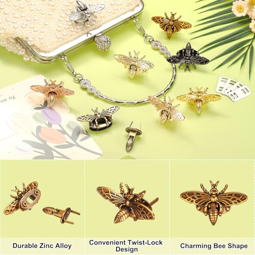 uxcell Bee Turn Lock Clasp, Zinc Alloy Closures Lock Fasteners Purse Twist Clip Clasp for Handbag Leather Bag Making - color: Brass