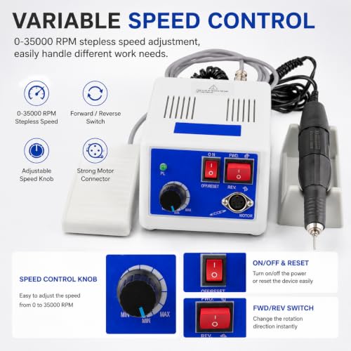 Marathon-III Micromotor Lab Jewelry Carving Sander Hand Kit | Suitable for micro carving, nail art, jewelry, and dentistry
