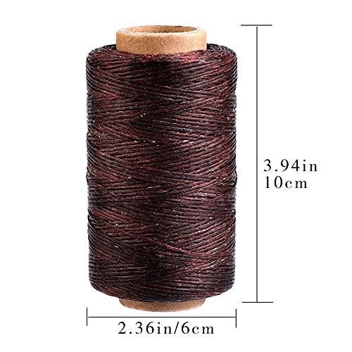 284Yards Leather Sewing Waxed Thread, 210D Upholstery Thread Heavy Duty | Waxed Thread for Bookbinding, Upholstery Thread Heavy Duty, Wax String for Leather Craft DIY/Bookbinding/Shoe Repairing - color: Dark Coffee