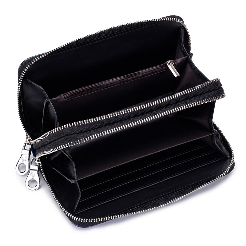 GOIACII Women's Wallet RFID Blocking Leather Wristlet | 2 Zip Around, Large Capacity, Credit Card Holder, Ladies Phone Clutch Purse - color: B01 Mangnolia