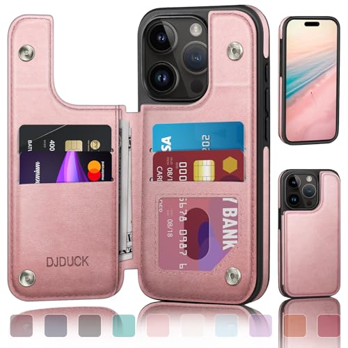 DJDUCK Designed for iPhone 16 Pro Max Case Wallet with Card Holder, [Magnetic Clasp Cover] [RFID Blocking Leather Protection] Shockproof Women Men Cases 6.9 Inch for Apple 16 Pro Max Rose Gold - color: Rose Gold