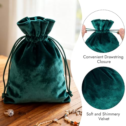 HRX Package 4 Pack Soft Velvet Gift Bags 5.1x7.8 in for Tarot Cards (Green) - color: Deep Teal Green