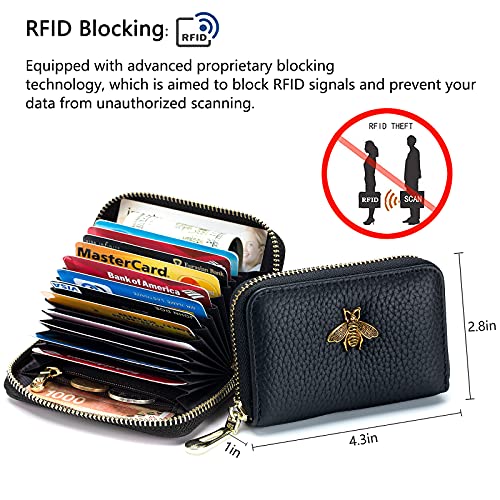imeetu RFID Credit Card Holder, Small Card Wallet Women, Leather Card Case | Genuine Leather Women's Card & id Cases, Change Coin Purse with Zipper Keychain id Window, 20 Colors & 3 Styles, Daily, Gifts - color: Pro - Purple Coffee, size: Pro